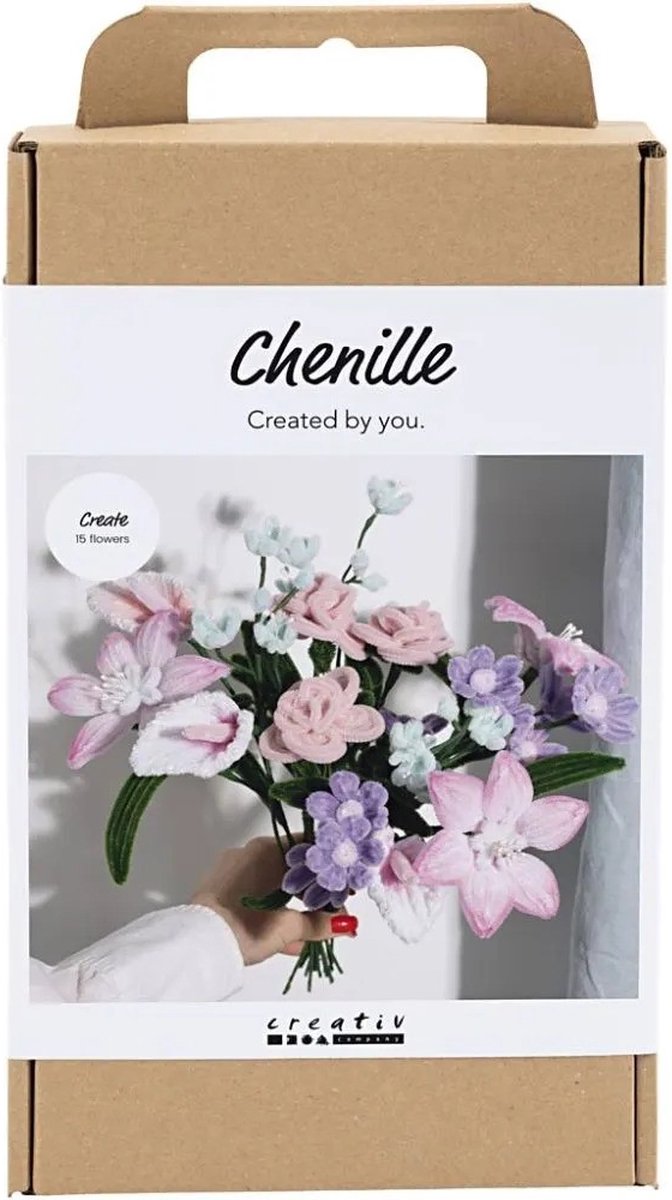 Creativ Company Hobby-Set Blumen aus Chenilledraht, Blumen, Pastellfarben, 1 Box