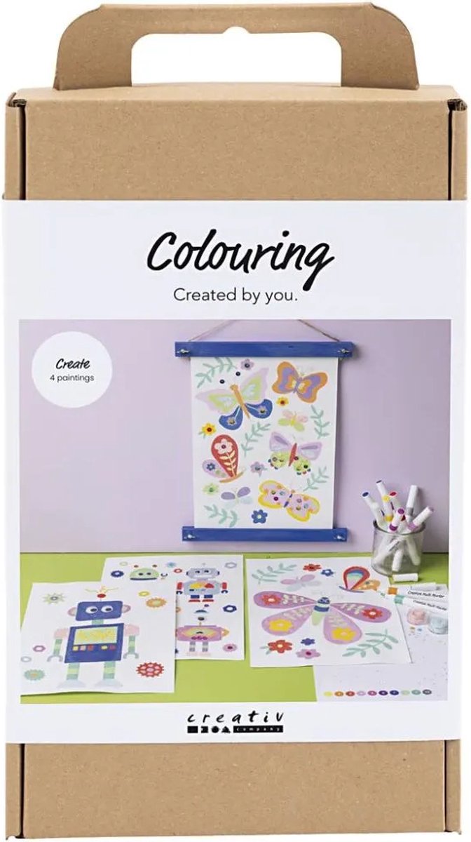 Creativ Company Hobby-Set Farben, Schmetterling und Roboter, fröhliche Farben, 1 Box