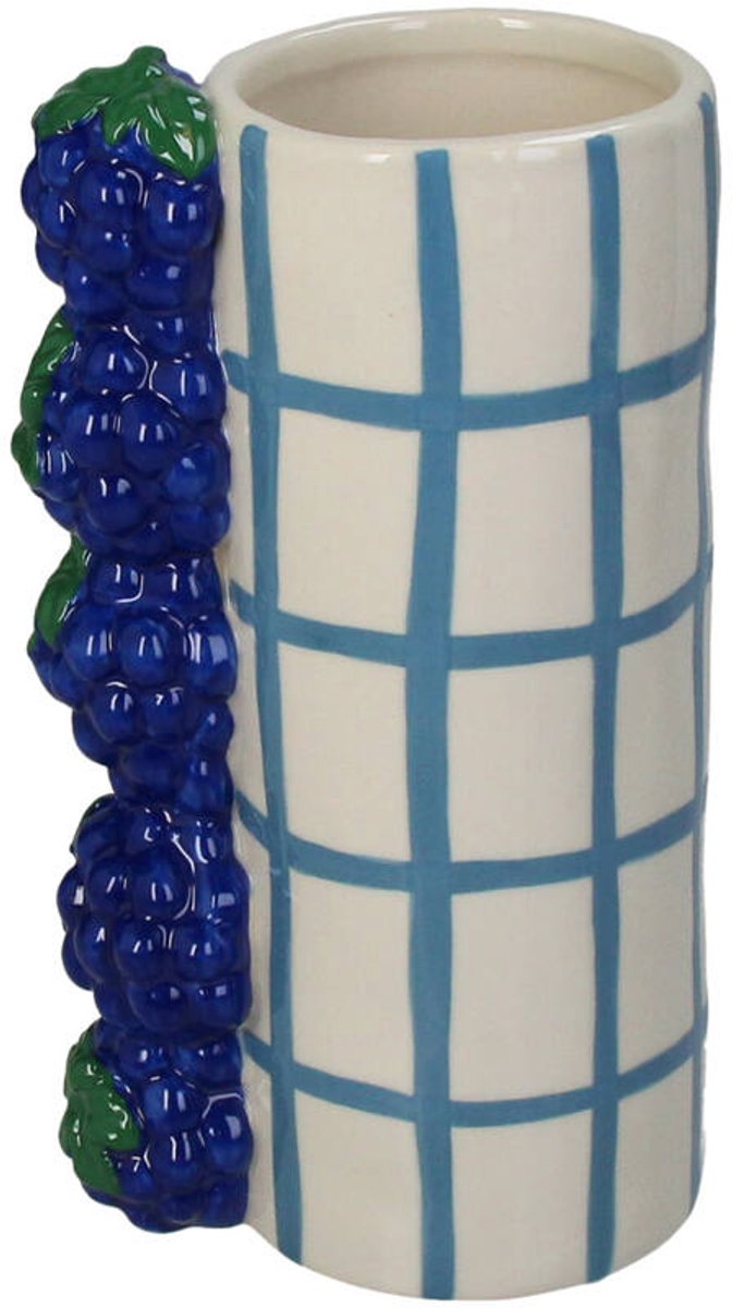 Hd Collection Vase Traubensteinzeug blau 11x8x18,5cm