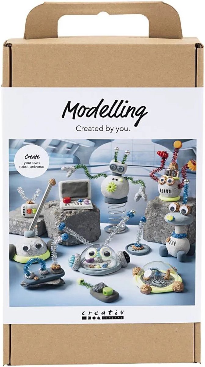 Creativ Company Hobby-Set Modellieren, Roboter, blau, grau, rot, versilbert, 1 Box