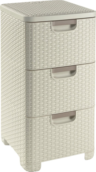Schubladensystem im Curver-Stil – 3 x 14 l – Vintage-Weiß