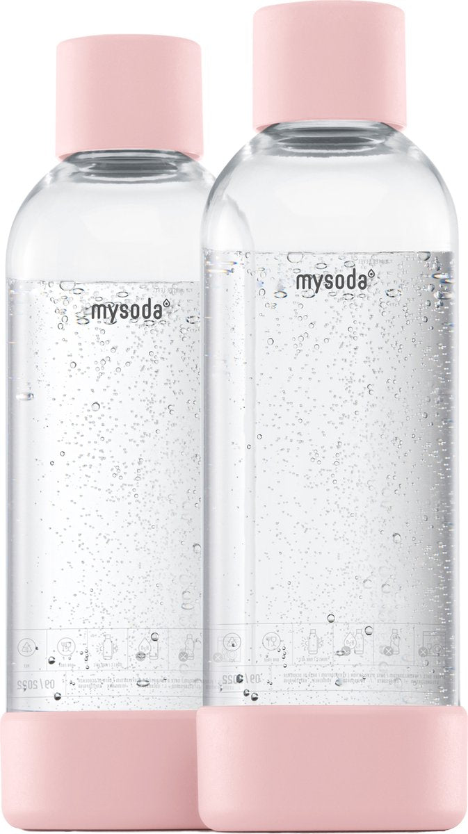 Mysoda - Set mit 2 wiederverwendbaren Flaschen à 1 Liter - hellrosa - passend für Geräte