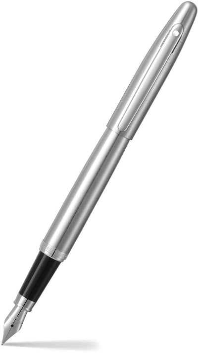 Sheaffer Füllfederhalter – VFM – Schwarz mit gebürstetem und poliertem Chrom – Feder M – Schreibfarbe Schwarz – SF-E0942653