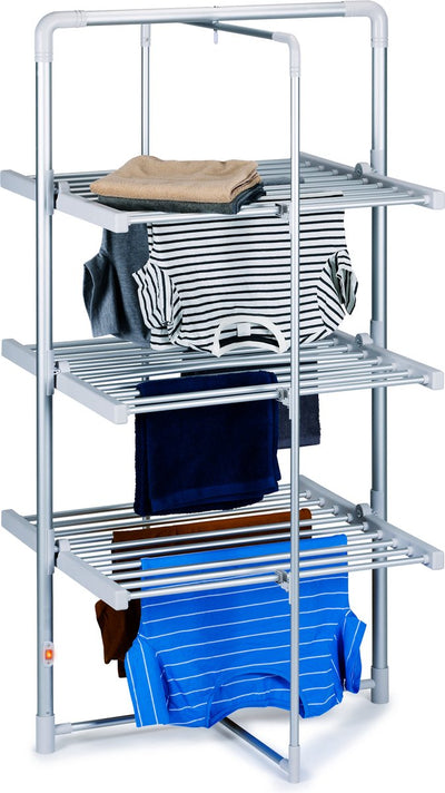 Dirt Devil elektrischer Wäscheständer mit Heizung – Trockenturm 230 W – stehender Wäscheständer 21 m Trockenfläche – IP22 wasserdicht – 73 x 144 x 68 cm – Aluminium