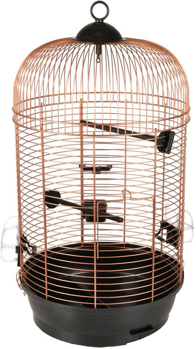 Flamingo-Vogelkäfig – Sittichkäfig Sanna 2 Kupfer Schwarz – 35x35x67 cm – mit Sitzstangen und Futternäpfen – für Sittiche und Kanarienvögel