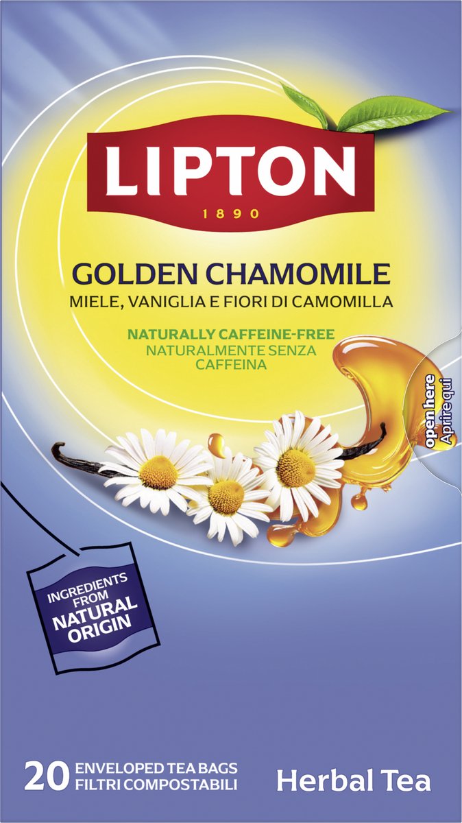 Lipton Kräutertee Goldene Kamille – 80 Teebeutel – Kräutertee Goldene Kamille – 4 x 20 Beutel – Vorteilspackung