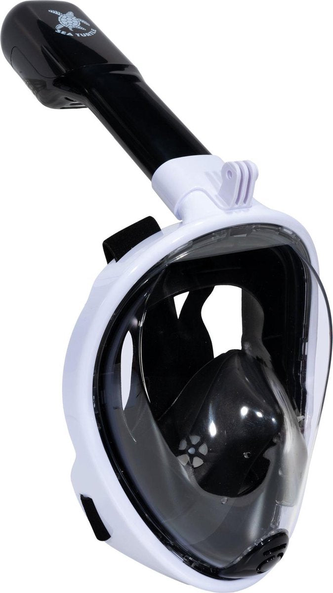 Meeresschildkröten-Schnorchelmaske – Schnorchel – Taucherbrille – Schnorchelset – Vollgesichtsmaske – Erwachsene – Weiß Schwarz – L XL