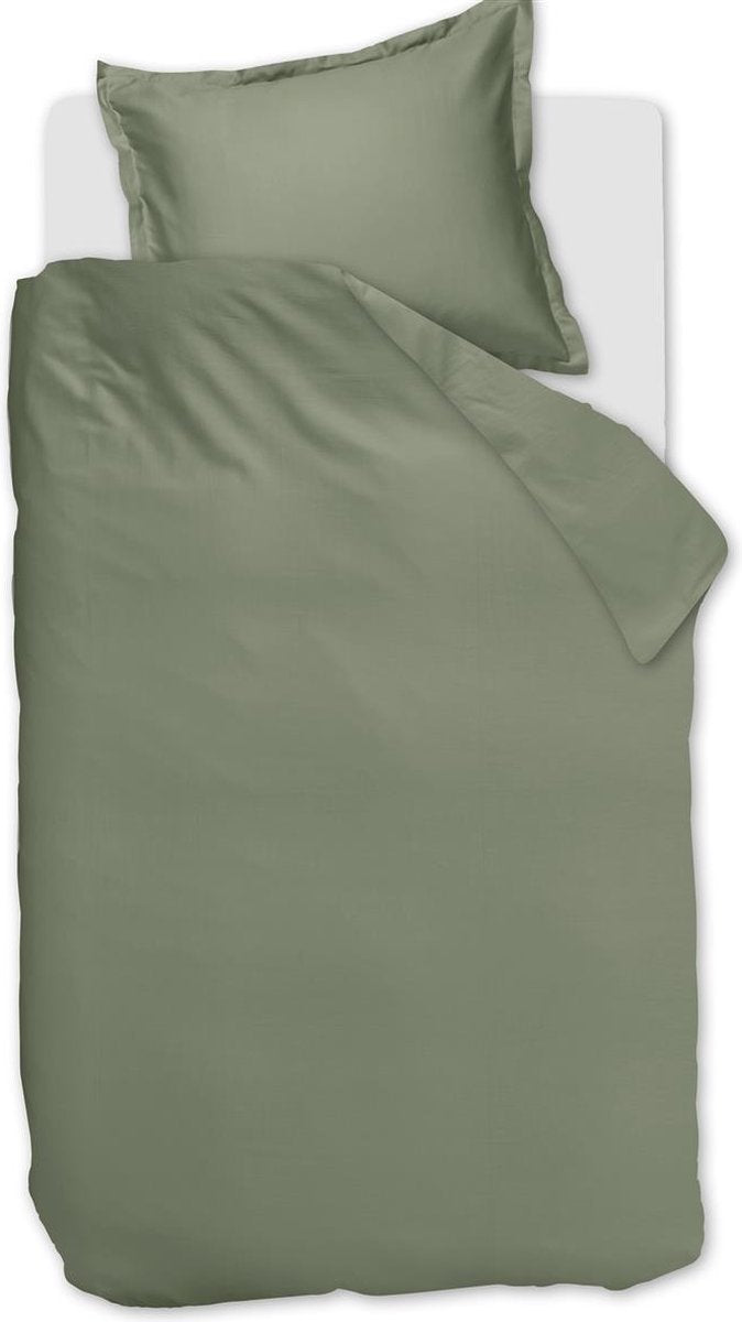 Ambiante Satin-Uni-Bettbezug – Einzelbett – 140 x 200 220 – grün
