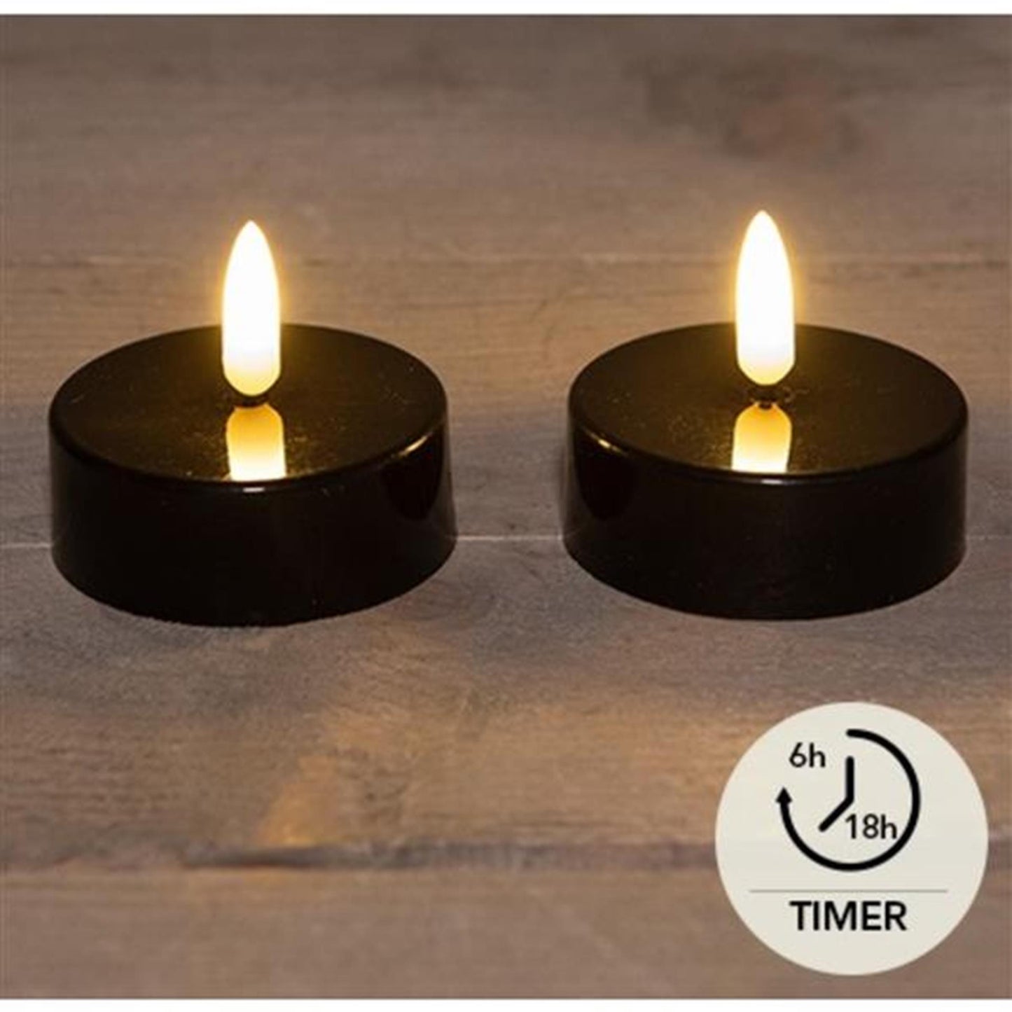 Anna's Collection LED-Teelichter Jumbo schwarz 2er-Set ø6cm