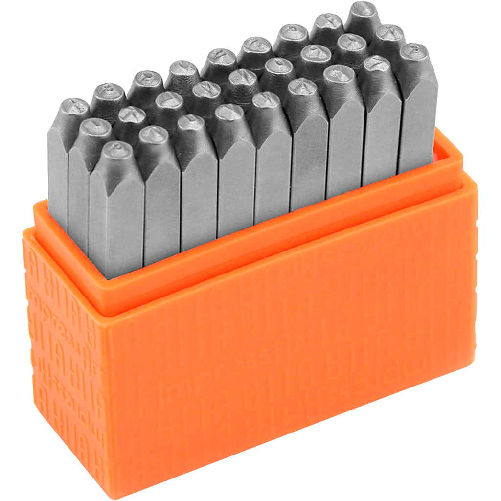 Stempel für Impressart -Präge, Schriftart: Sans Serife, dumm 3 mm, 27 Stück 1 Set