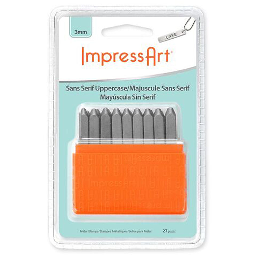 Stempel für Impressart -Präge, Schriftart: Sans Serife, dumm 3 mm, 27 Stück 1 Set