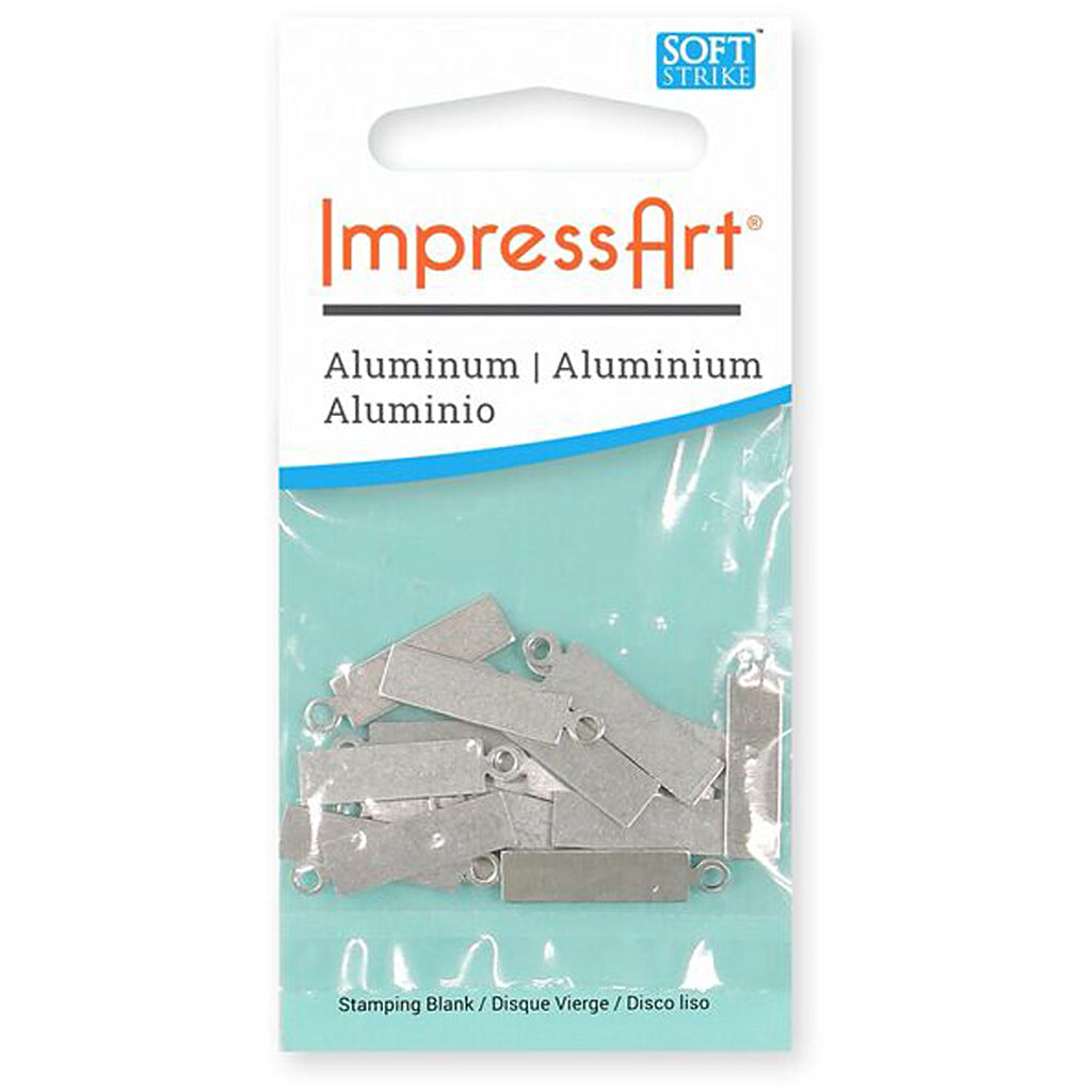 Impressart Metall -Etikett, länglich, dumm 20x5 mm, Lochgröße 1,9 mm, Dicke 1,3 mm, Aluminium, 20 Stück 1 Box