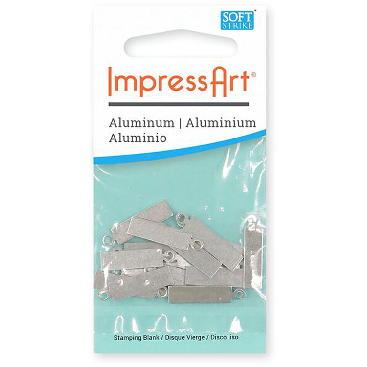 Impressart Metall -Etikett, länglich, dumm 20x5 mm, Lochgröße 1,9 mm, Dicke 1,3 mm, Aluminium, 20 Stück 1 Box
