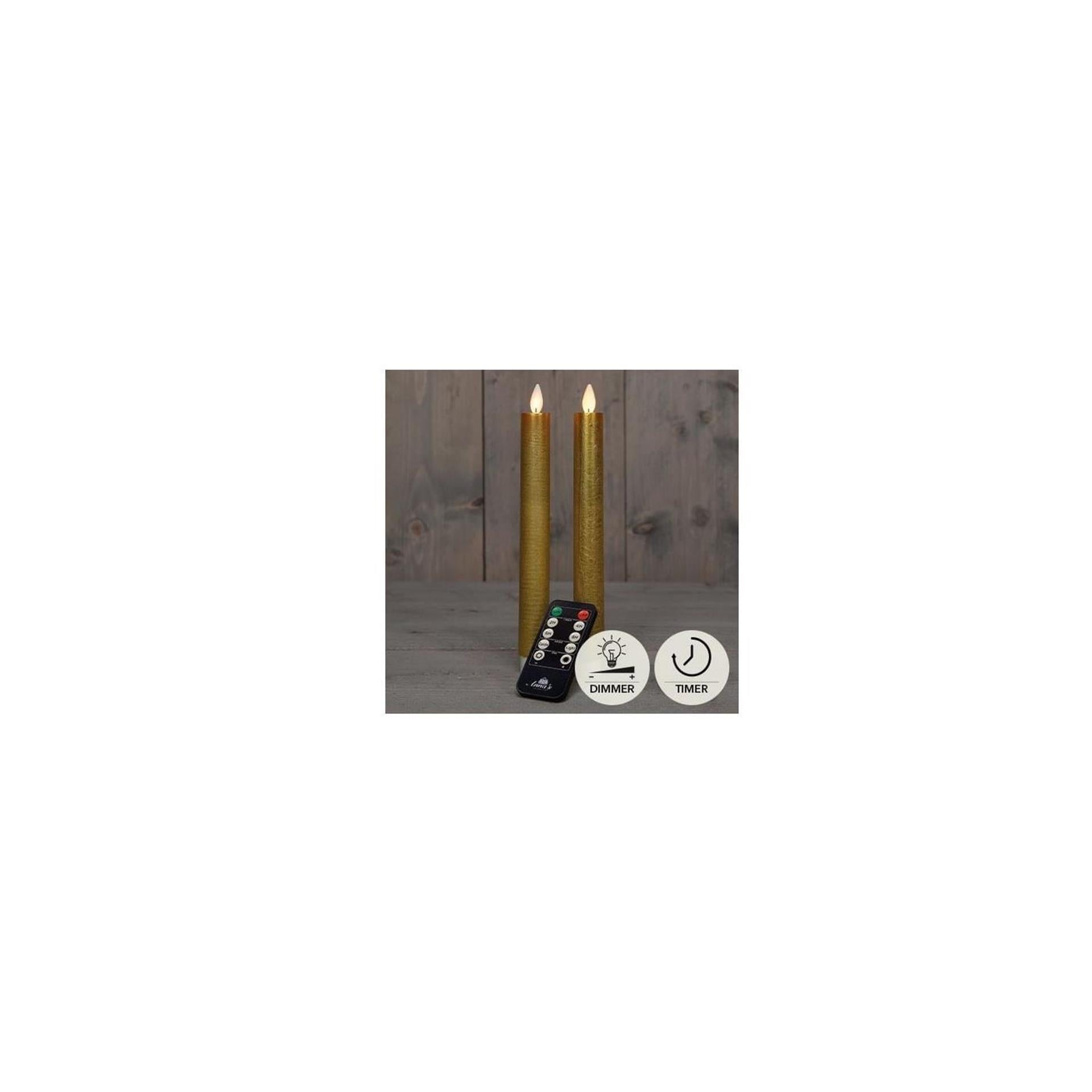 Anna's Collection LED-Dinnerkerzen mit goldener beweglicher Flamme