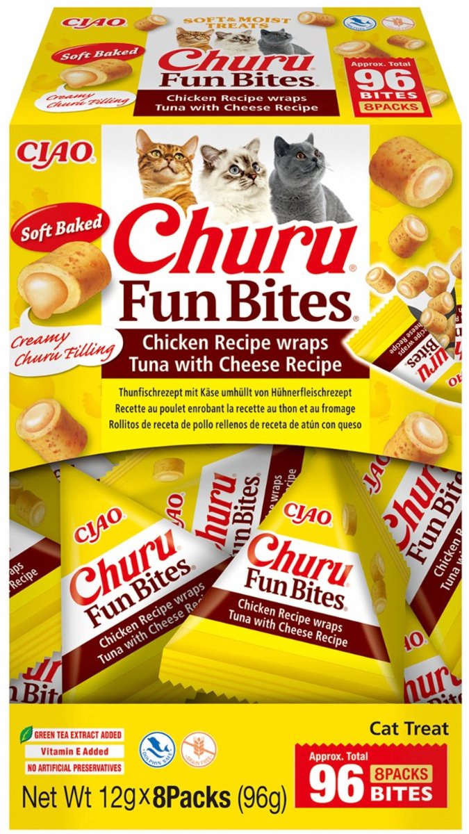 Inaba Churu Fun Bites Chicken Wraps – Katzensnack – Thunfischkäse 12x8 g