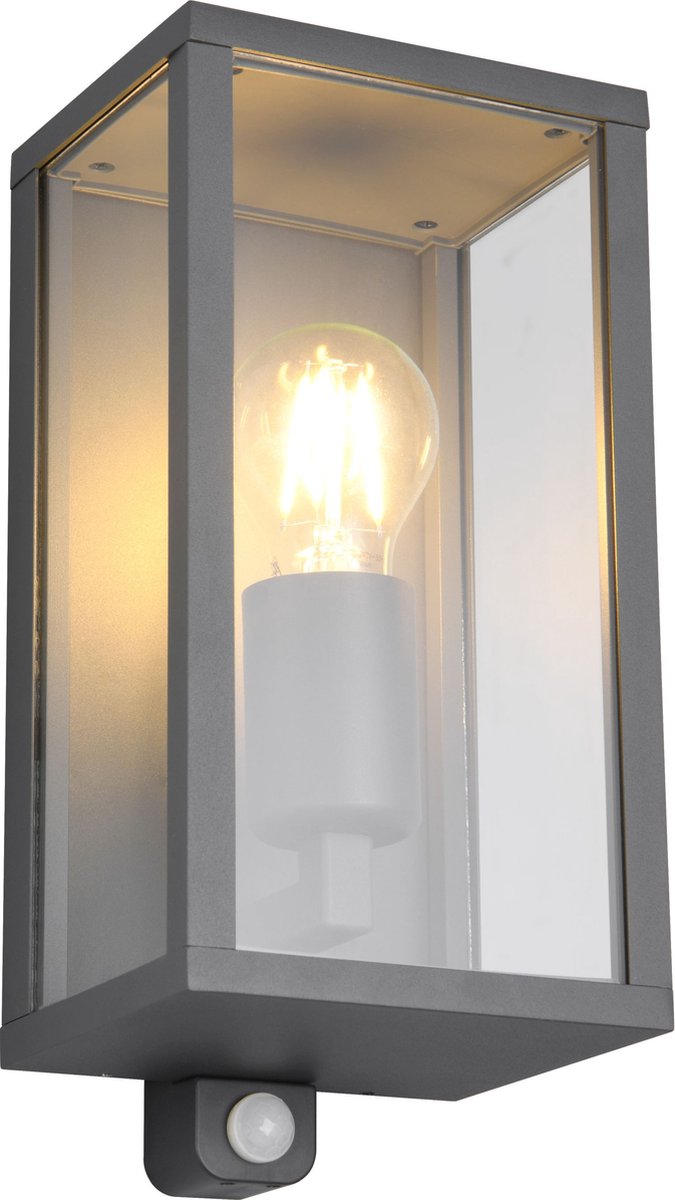 Trio garonne - Wandleuchte - Anthrazit - exkl. 1x E27 7W - Bewegungssensor - Außenbeleuchtung - IP44
