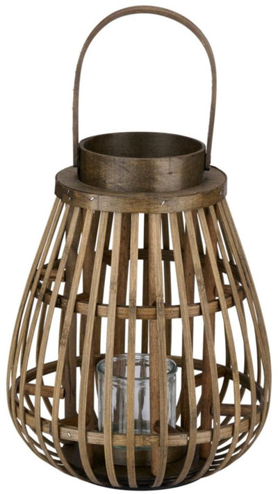 Arti Casa Holzlaterne mit Glas – dekorativer Teelichthalter – 26 x 26 x 32 cm – braun