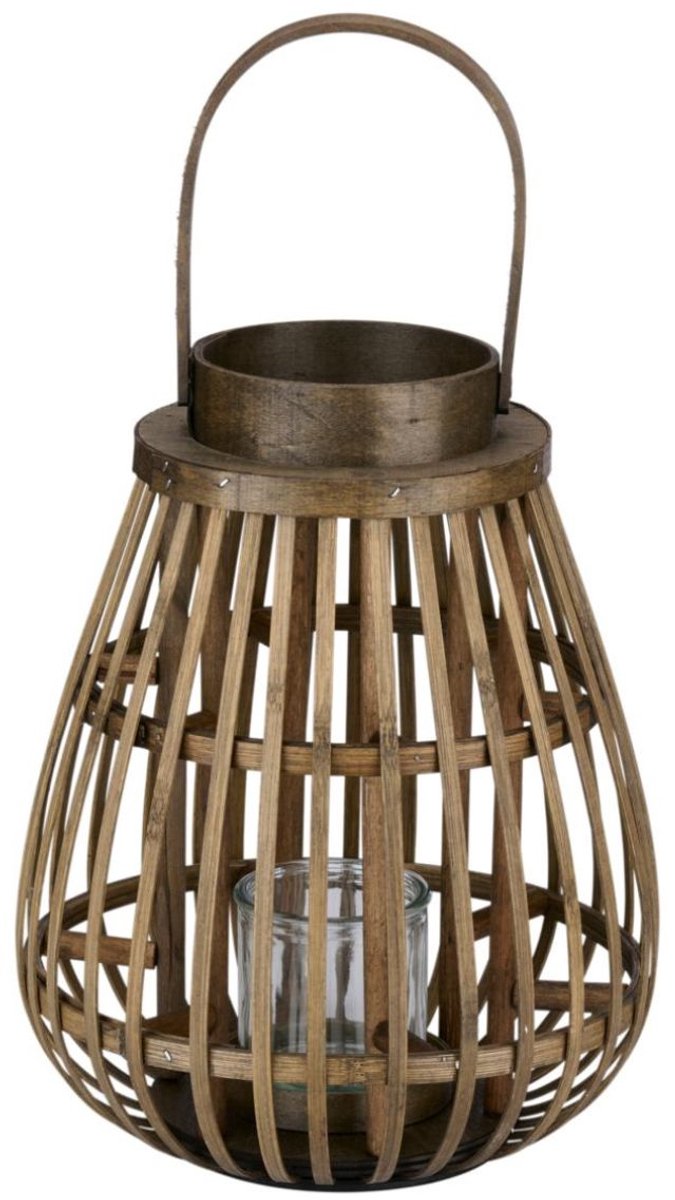 Arti Casa Holzlaterne mit Glas – dekorativer Teelichthalter – 26 x 26 x 32 cm – braun
