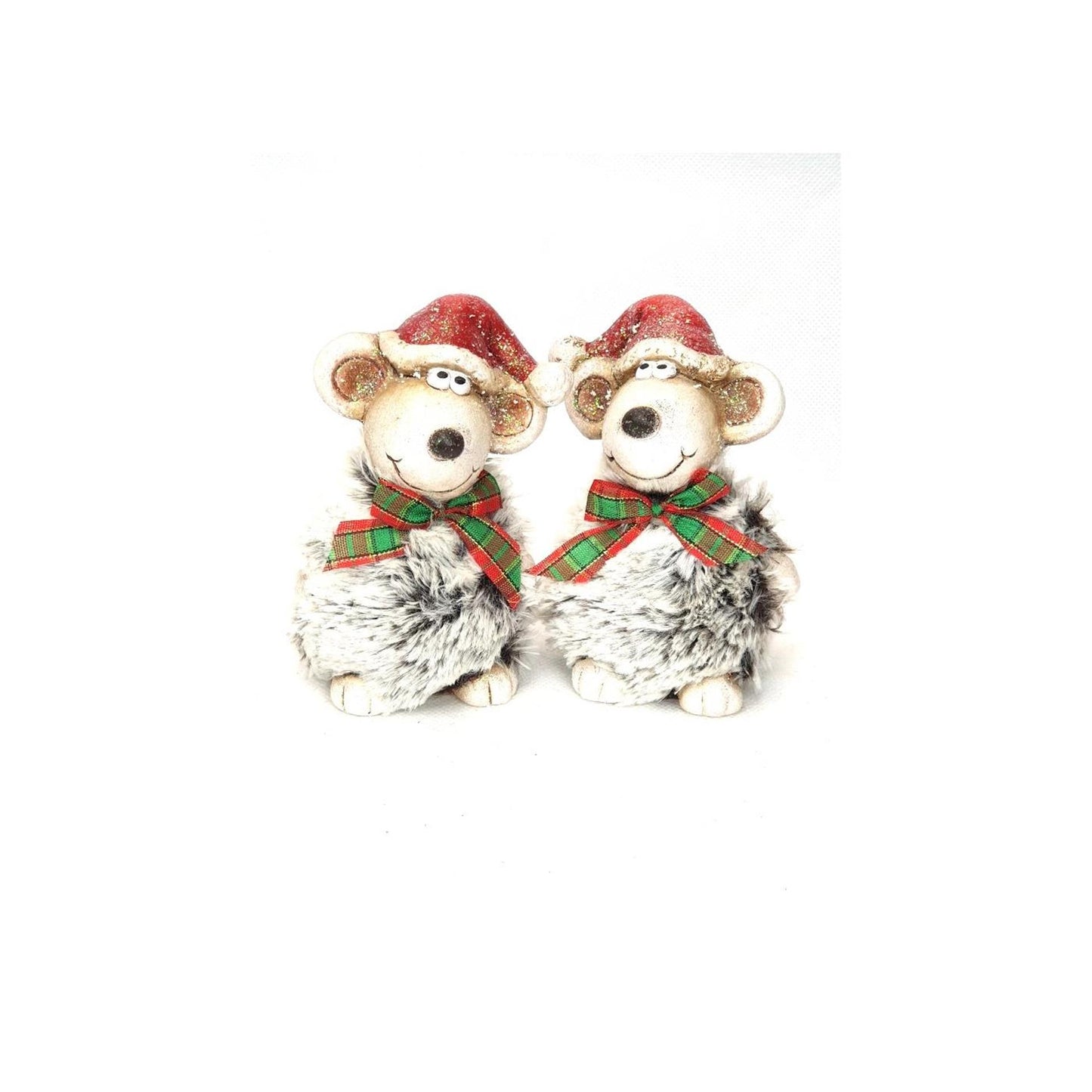 Villa-Atmosphäre-Statue, Maus mit Weihnachtsmütze, 7 x 5,5 x 10,5 cm