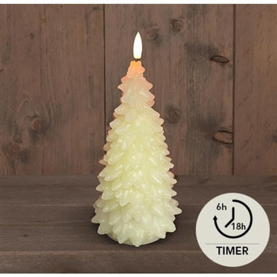 Anna's Collection LED-Kerzenwachs Weihnachtsbaum elfenbeinfarben 9,5x20cm