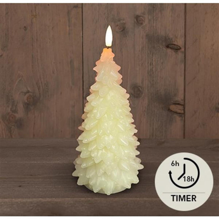 Anna's Collection LED-Kerzenwachs Weihnachtsbaum elfenbeinfarben 9,5x20cm