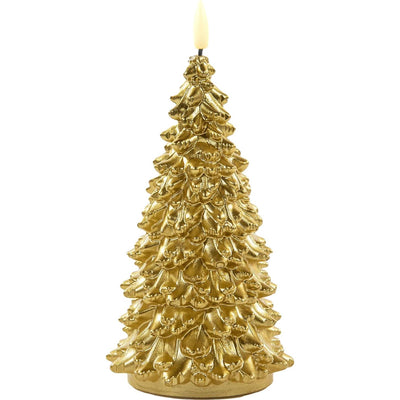 Anna's Collection LED-Kerzenwachs Weihnachtsbaum Gold 9,5x20cm
