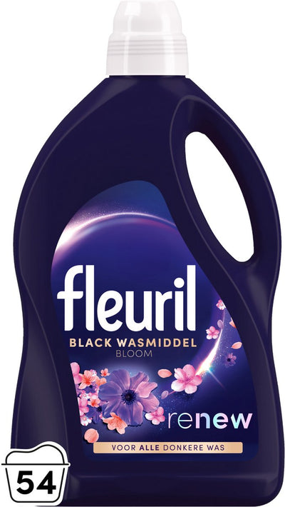 Fleuril Black Bloom – Flüssigwaschmittel – dunkle und schwarze Wäsche – intensives Dufterlebnis – 54 Waschgänge – Großverpackung