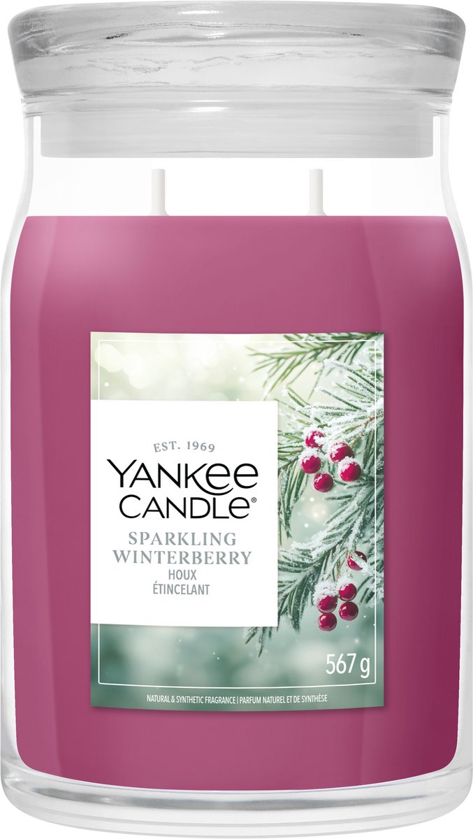 Yankee Candle – funkelnde Winterbeer-Duftkerze im großen Glas – 90 Brennstunden – zwei Dochte
