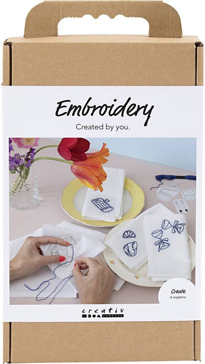 Creativ Company Hobby-Set Stickerei, Servietten, gebrochenes Weiß, 1 Box