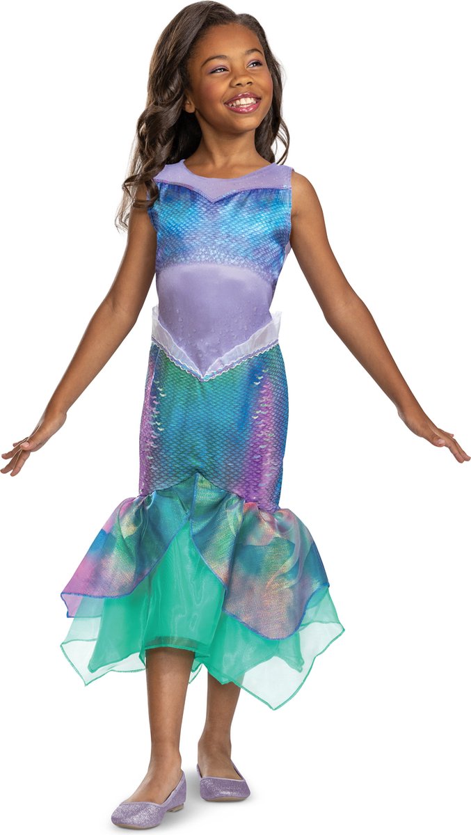 Verkleidung Disney – Die kleine Meerjungfrau Live-Action, klassisches Ariel-Meerjungfrauenkleid, Größe M (7–8 Jahre), Mädchen