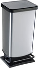 Rotho Paso Treteimer - Abfalleimer 40l - BPA-frei - Silbermetallic
