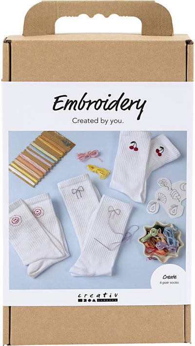Creativ Company Hobby-Set Stickerei, Socken, weiß, 1 Box