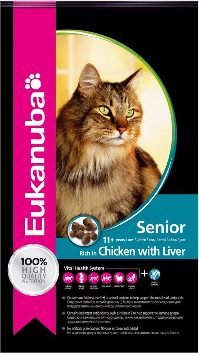 Eukanuba Katze Topzustand 7+ Senior Huhn - Leber 10 kg