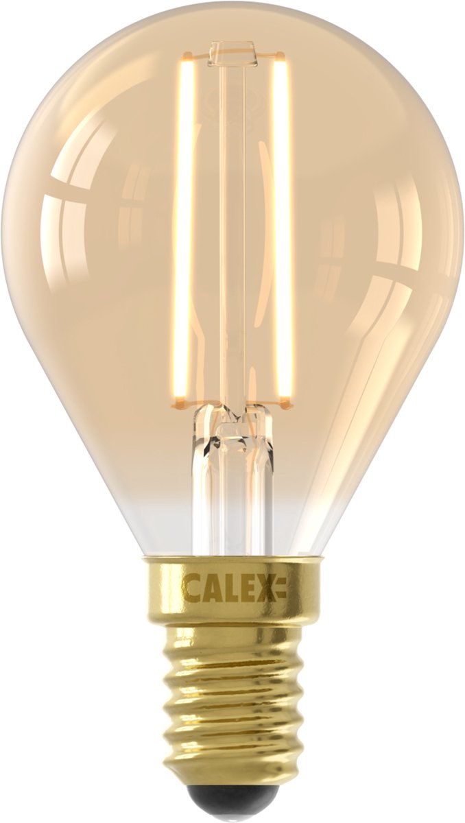Calex-Filament-LED-Lampe – E14 – P45-Lichtquelle Gold – 3,5 W – dimmbar