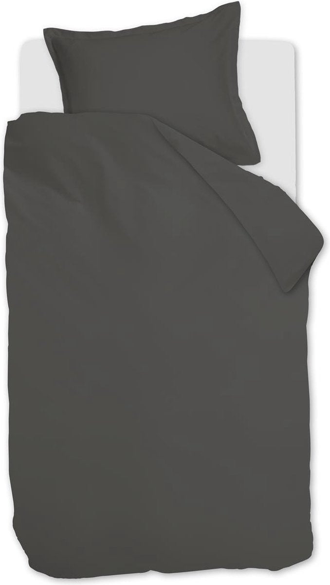 Ambiante Satin-Uni-Bettbezug – Einzelbett – 140 x 200 220 cm – dunkelgrau
