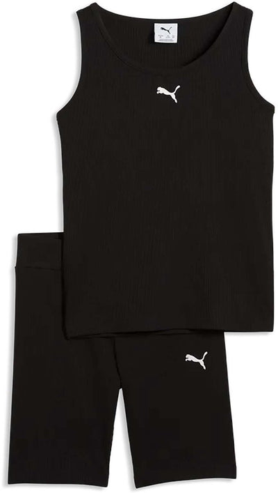 Puma ess erhöhtes Rippen-Tanktop und kurze Leggings im Set g