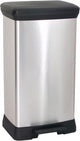 Curver Mülleimer mit Pedal – Kunststoff – 50 Liter – Schwarz Silber