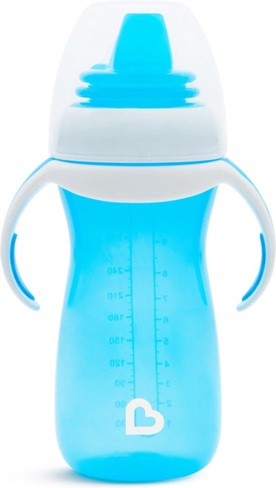 Munchkin Übergangsbecher – sanfter Becher – Übergangsbecher – Anti-Auslaufbecher für Babys – ab 9 Monaten – 296 ml – blau – Trinkbecher
