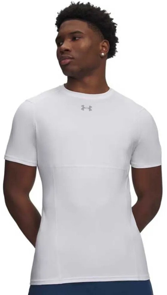 Under Armour UA HG Elite Fitted SS-WHT Herren-Sportshirt – Weiß – Reflektierend