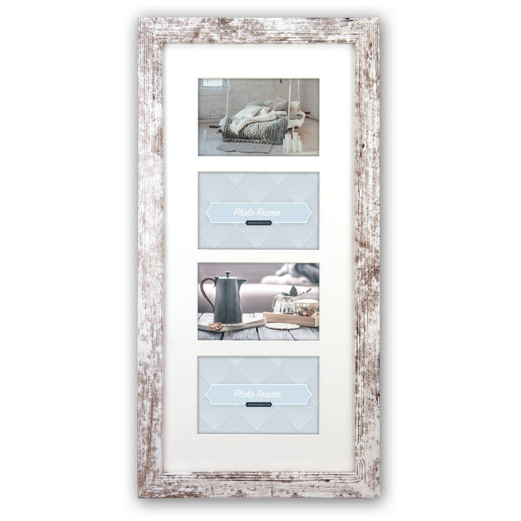 ZEP -Fotorahmen V24106 Nelson 6 4Q White Wash für 4 Fotos