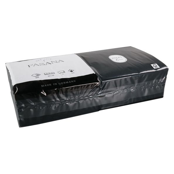 Serviette schwarz 2 Lagen 33 cm 1 4-fach gefaltet (50 Stück)