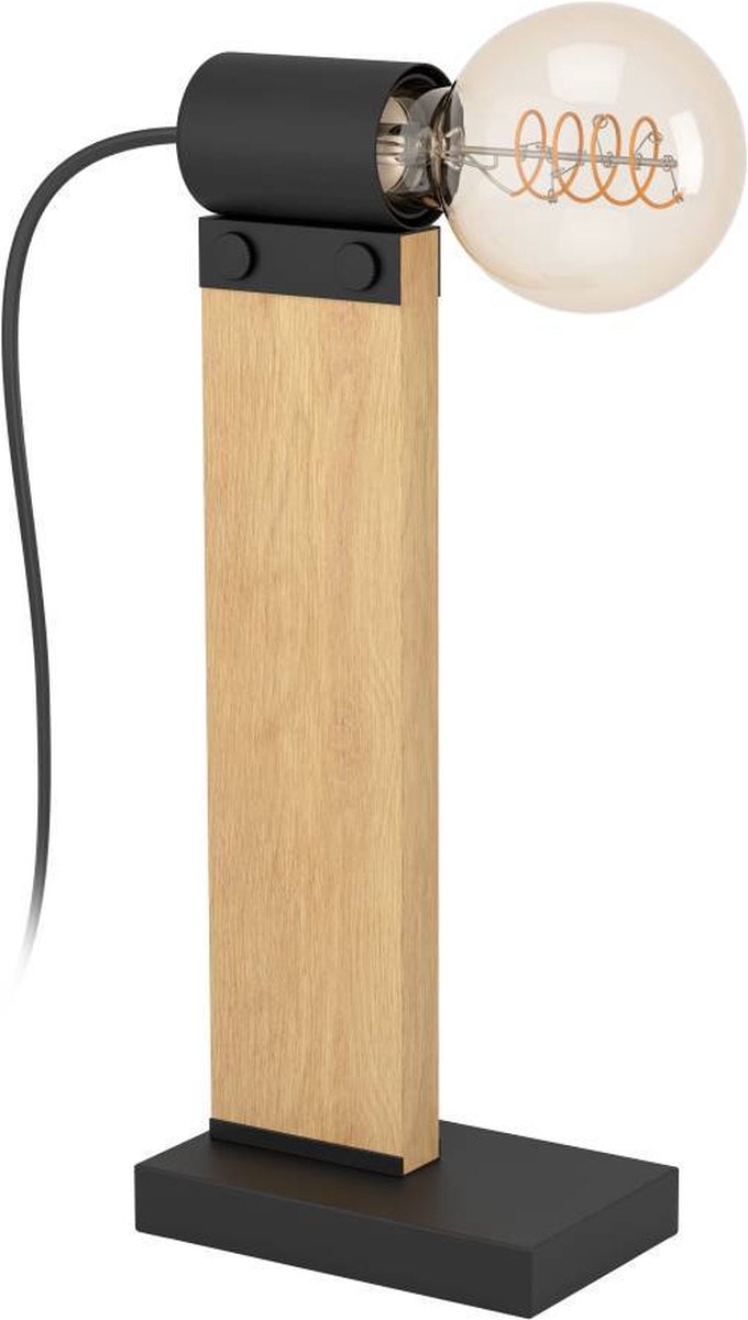 Eglo Bailrigg Tischlampe – E27 – 33 cm – Schwarzbraun – Holz Stahl