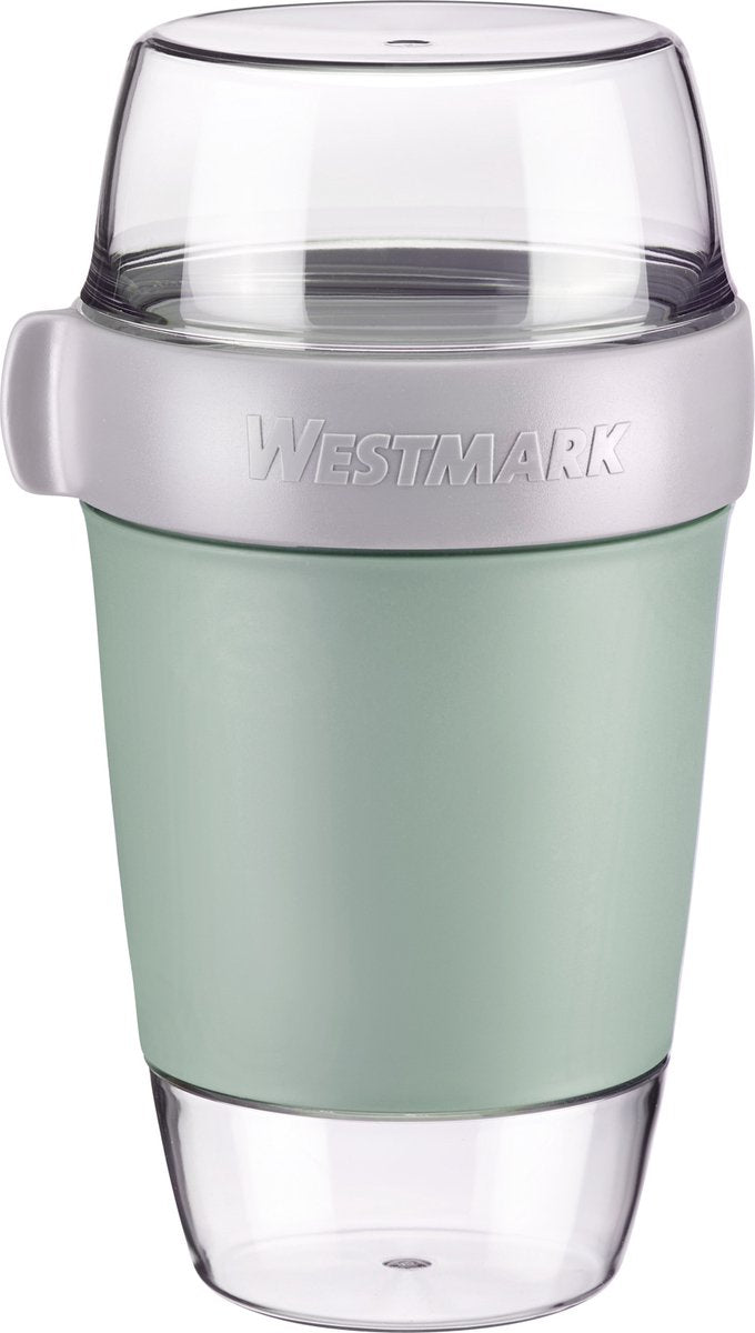 Westmark Lunchpot, groß, mit 3 auslaufsicheren Fächern: 350 ml + 600 ml + 200 ml, Kunststoff, natur, BPA-frei, mintgrün grau klar, 5287226m