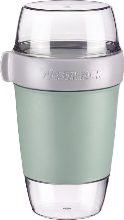 Westmark Lunchpot, groß, mit 3 auslaufsicheren Fächern: 350 ml + 600 ml + 200 ml, Kunststoff, natur, BPA-frei, mintgrün grau klar, 5287226m
