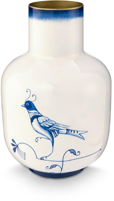 Pip Studio Vase Pip The Blue Bird – Blumenvase aus Metall – Blau – 30 cm