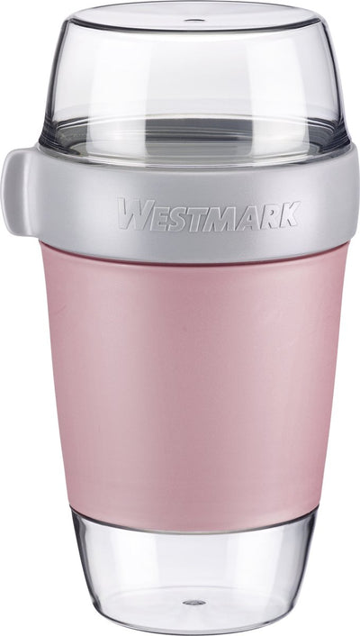 Westmark Lunchpot, groß, mit 3 auslaufsicheren Fächern: 350 ml + 600 ml + 200 ml, Kunststoff, natur, BPA-frei, rosa grau klar, 5287226p
