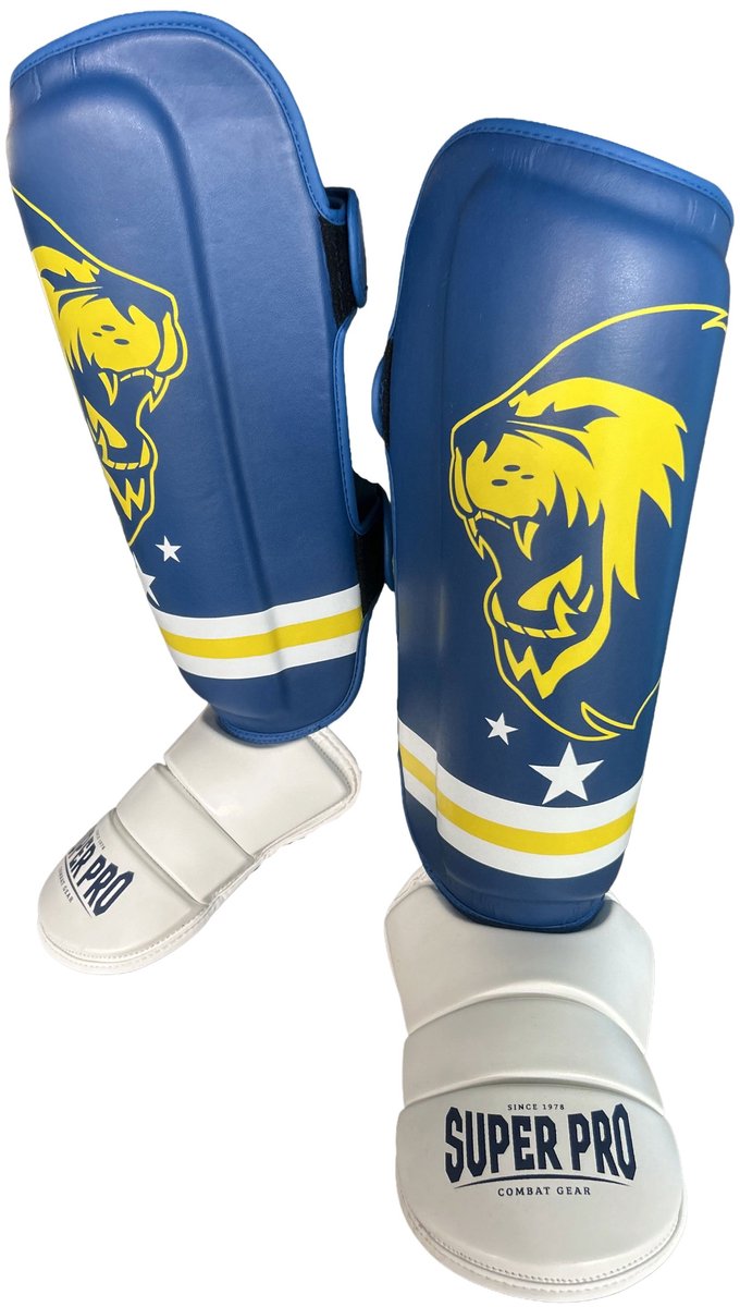 Super Pro Combat Gear Schienbeinschoner Nations Curacao Pu Blau – Gelb – Weiß S