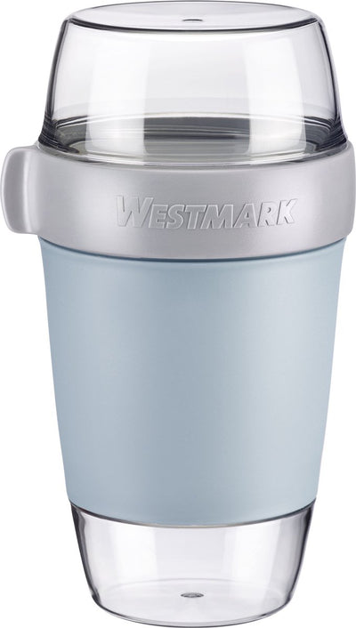 Westmark Lunchpot, groß, mit 3 auslaufsicheren Fächern: 350 ml + 600 ml + 200 ml, Kunststoff, natur, BPA-frei, blaugrau klar, 5287226b