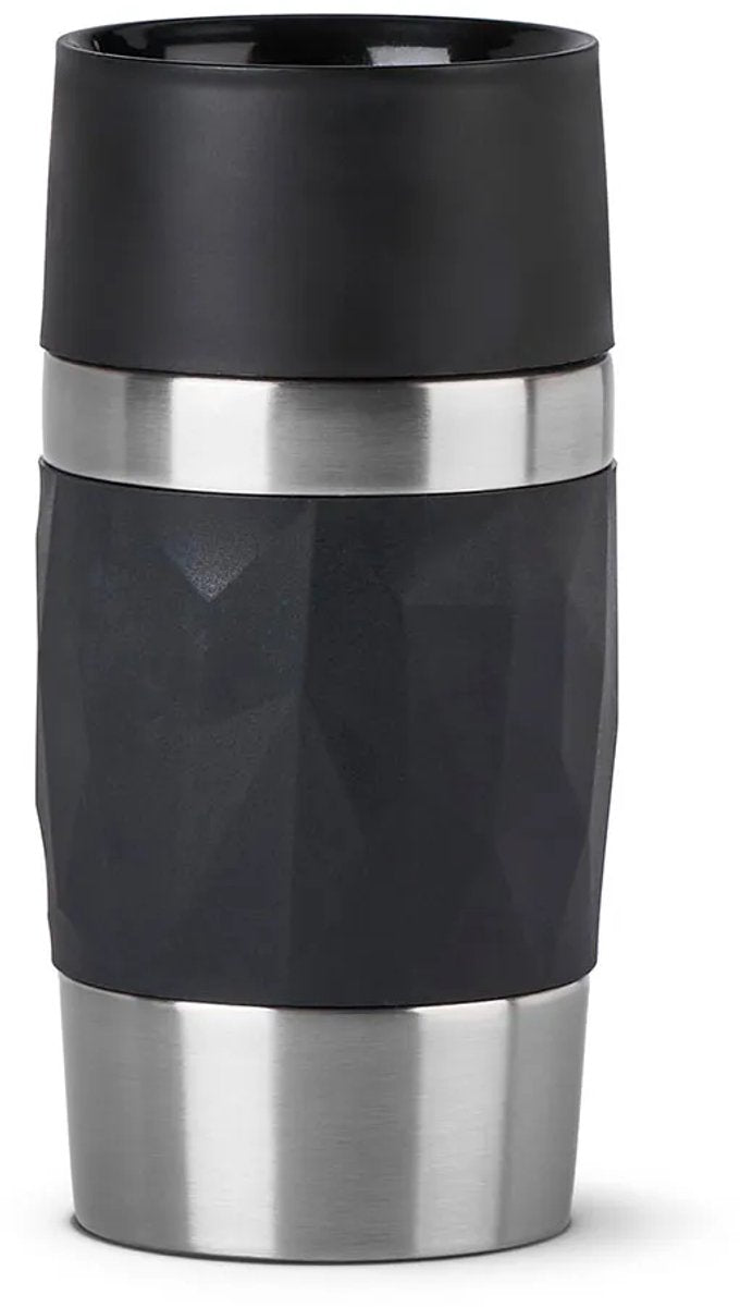 Tefal Compact N2160110 Reisebecher – Thermosflasche – 300 ml – Schwarz – auslaufsicher – für heiße und kalte Getränke geeignet