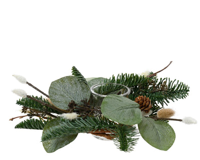 Decoris Teelichthalter mit Weihnachtsgrün